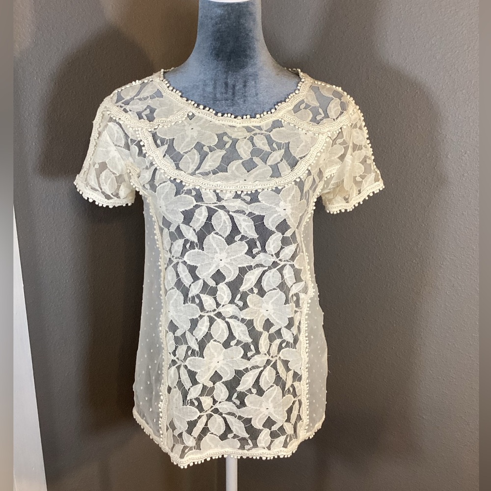 Madewell Hi-Line Lace Top Size XS